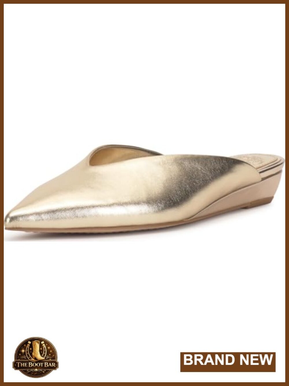 Faux Leather Pointed Toe Slip On Mule Wedge Heel Dress Shoe